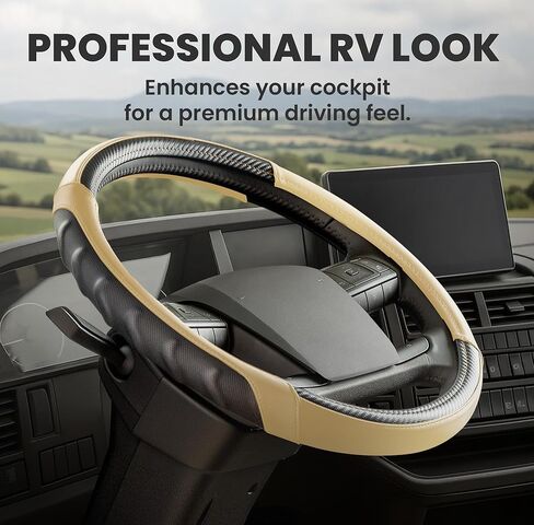 RV Steering Wheel Cover – 18 Inch Fit for Class A Motorhome – Soft Leather Anti-Slip Grip – Breathable Comfort Motorhome Accessories for Long Trips – Universal RV Accessories Upgrade – Grey in Saudi Arabia