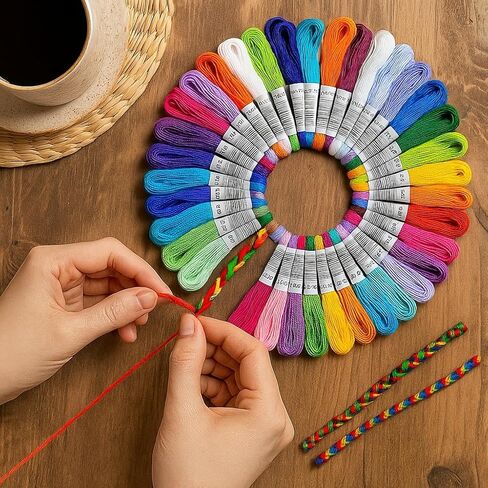 36 Colors Rainbow Embroidery Floss Set, 26 Feet Skeins, Perfect for Cross Stitch and Crafts Projects in Saudi Arabia