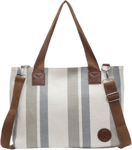 Canvas Laptop Tote Bag for Women,Large Crossbody Purse with Laptop Compartment for Office, Work, Everyday in Saudi Arabia