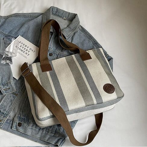 Canvas Laptop Tote Bag for Women,Large Crossbody Purse with Laptop Compartment for Office, Work, Everyday in Saudi Arabia