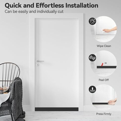 Ohuhu Door Draft Stopper Weather Strip-Under Door Draft Blocker Door Sweep Seal Strip for Exterior Interior Doors-Door Gap Filler Bottom Noise Block Draft Guard Insulator 39" L x2 W Black in Kuwait