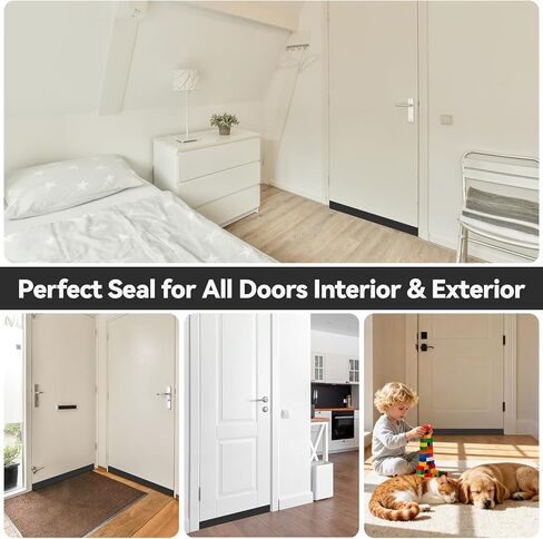 Ohuhu Door Draft Stopper Weather Strip-Under Door Draft Blocker Door Sweep Seal Strip for Exterior Interior Doors-Door Gap Filler Bottom Noise Block Draft Guard Insulator 39" L x2 W Black in Kuwait