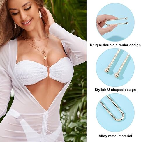 NBEADS 10 قطع بيكيني للإغلاق، مشبك حلقي على شكل حرف U، مشابك بيكيني من خليط معدني وقفل للملابس الداخلية وملابس السباحة وفساتين السهرة والبلوزات والبلوزات وإبزيم صناعة إكسسوارات الملابس، ذهبي in Kuwait