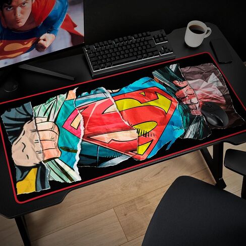 SUBSONIC - لوحة ماوس XXL Superman مقاس 90 × 40 سم - وسادة مكتب مع قاعدة مضادة للانزلاق، لوحة ماوس للألعاب - مرخصة رسميًا من DC Comics in Kuwait