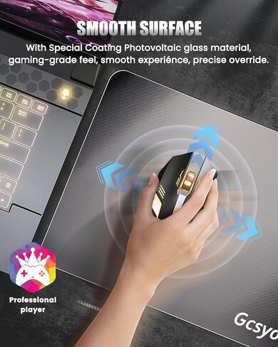 Professional Glass Gaming Mouse Pad for Logitech G502/G PRO/G703, Large Non Slip Mousepad for Avid Gamer-Special Glass Surface with Improved Precision and Speed for Smooth Mouse Control in Saudi Arabia