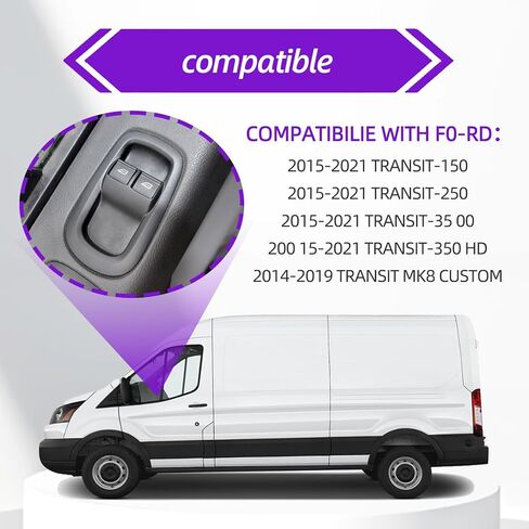 Front Driver Side Power Window Switch Replace# 1791339 2029885 Compatible with Ford 2015-2021 Transit 150, 250, 350 HD 2014-2019 Transit MK8 Custom, Power Window Switch Black in Saudi Arabia