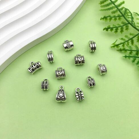 Sailanzi 120pcs Alloy Ancient Silver Large Hole Bead Set Series Pendant Jewelry Making DIY Keychain Earrings Pendant Various Design Charms for Jewelry Making Bracelets Necklace (SN25) in Saudi Arabia