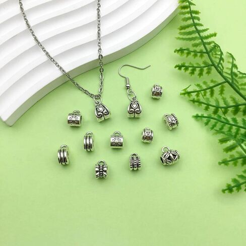 Sailanzi 120pcs Alloy Ancient Silver Large Hole Bead Set Series Pendant Jewelry Making DIY Keychain Earrings Pendant Various Design Charms for Jewelry Making Bracelets Necklace (SN25) in Saudi Arabia