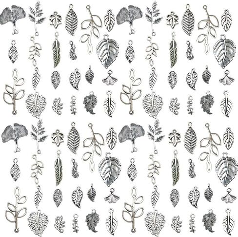 Sailanzi 120pcs Alloy Ancient Silver Large Hole Bead Set Series Pendant Jewelry Making DIY Keychain Earrings Pendant Various Design Charms for Jewelry Making Bracelets Necklace (SN25) in Saudi Arabia