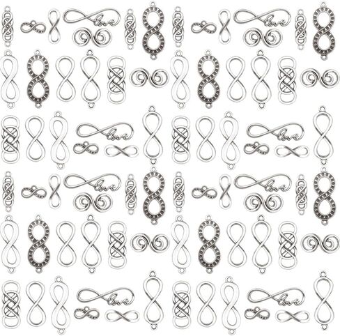 Sailanzi 120pcs Alloy Ancient Silver Large Hole Bead Set Series Pendant Jewelry Making DIY Keychain Earrings Pendant Various Design Charms for Jewelry Making Bracelets Necklace (SN25) in Saudi Arabia