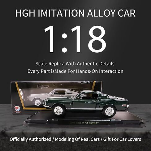 Shelby 1968 GT-500KR 1:18 Diecast Model Car - King of The Road, Opening Doors, Steering Linkage | Premium Gift Box, Man Cave Decor | Ages 14+,Green in Kuwait