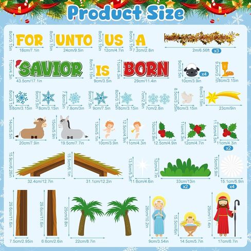 Funrous 3D عيد الميلاد المهد لوحة الإعلانات الفصول الدراسية مجموعة عيد الميلاد المسيحي يسوع ميلاد سينس ورقة المشجعين الدين القواطع الأصفر أكاليل لعطلة الشتاء الأحد مدرسة الكنيسة ديكور in Saudi Arabia