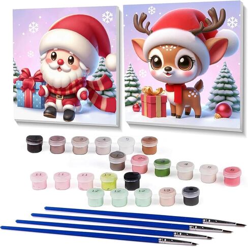 Amzdiyfun 4 Packs Framed Landscape Paint by Numbers Kit for Adults,DIY Adult Paint by Number Kits on Canvas,Acrylic Painting by Numbers for Home Wall Decor,7.8x7.8inch. in Saudi Arabia