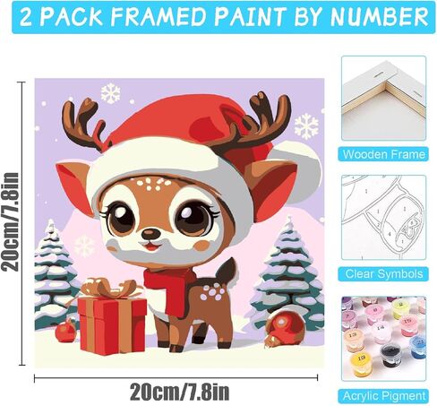 Amzdiyfun 4 Packs Framed Landscape Paint by Numbers Kit for Adults,DIY Adult Paint by Number Kits on Canvas,Acrylic Painting by Numbers for Home Wall Decor,7.8x7.8inch. in Saudi Arabia