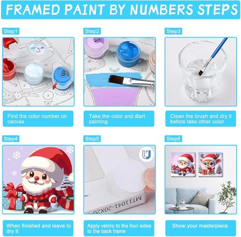 Amzdiyfun 4 Packs Framed Landscape Paint by Numbers Kit for Adults,DIY Adult Paint by Number Kits on Canvas,Acrylic Painting by Numbers for Home Wall Decor,7.8x7.8inch. in Saudi Arabia