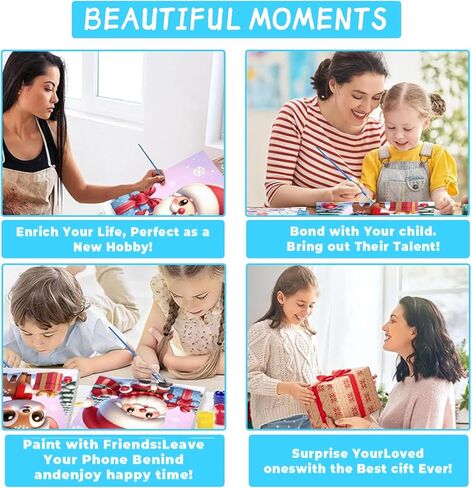 Amzdiyfun 4 Packs Framed Landscape Paint by Numbers Kit for Adults,DIY Adult Paint by Number Kits on Canvas,Acrylic Painting by Numbers for Home Wall Decor,7.8x7.8inch. in Saudi Arabia