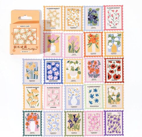 46PCS Flower Post Office Series Stickers - Ideal for Plant Water Bottles, Scrapbooking, Journals & Flower Notebooks in Saudi Arabia
