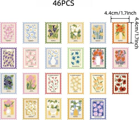 46PCS Flower Post Office Series Stickers - Ideal for Plant Water Bottles, Scrapbooking, Journals & Flower Notebooks in Saudi Arabia