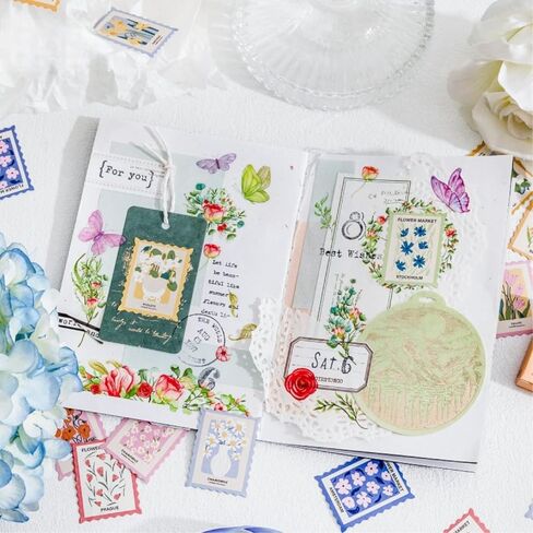 46PCS Flower Post Office Series Stickers - Ideal for Plant Water Bottles, Scrapbooking, Journals & Flower Notebooks in Saudi Arabia