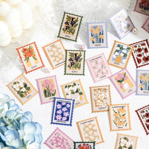 46PCS Flower Post Office Series Stickers - Ideal for Plant Water Bottles, Scrapbooking, Journals & Flower Notebooks in Saudi Arabia