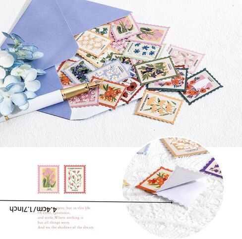 46PCS Flower Post Office Series Stickers - Ideal for Plant Water Bottles, Scrapbooking, Journals & Flower Notebooks in Saudi Arabia