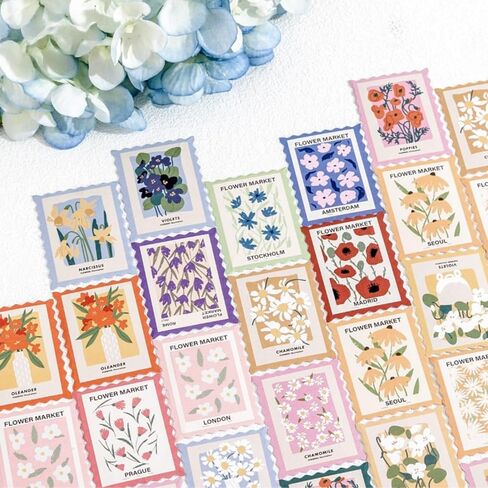 46PCS Flower Post Office Series Stickers - Ideal for Plant Water Bottles, Scrapbooking, Journals & Flower Notebooks in Saudi Arabia
