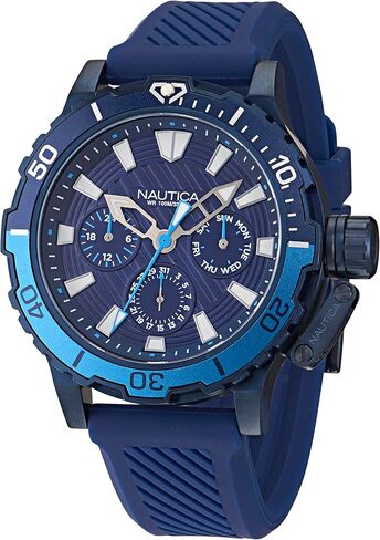 Nautica Men's NAPBFF101 BFC Grey/Black/Blue Silicone Strap Watch in Saudi Arabia