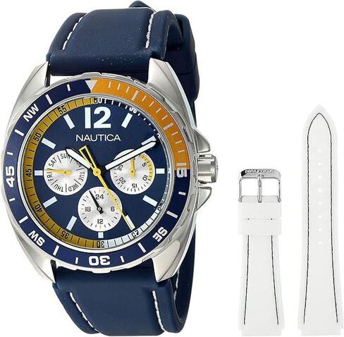 Nautica Men's NAPBFF101 BFC Grey/Black/Blue Silicone Strap Watch in Saudi Arabia