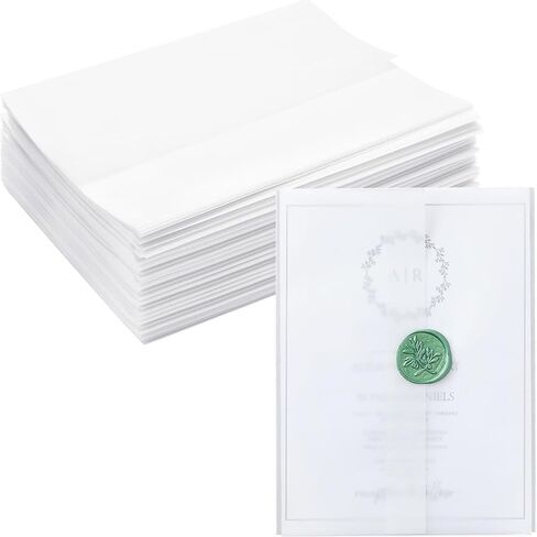 25 عبوة من سترات Vellum مقاس 12.7 × 7 بوصة، بطانات مغلفات ورقية شفافة مطوية مسبقًا لبطاقات الزفاف وسجلات القصاصات in Saudi Arabia
