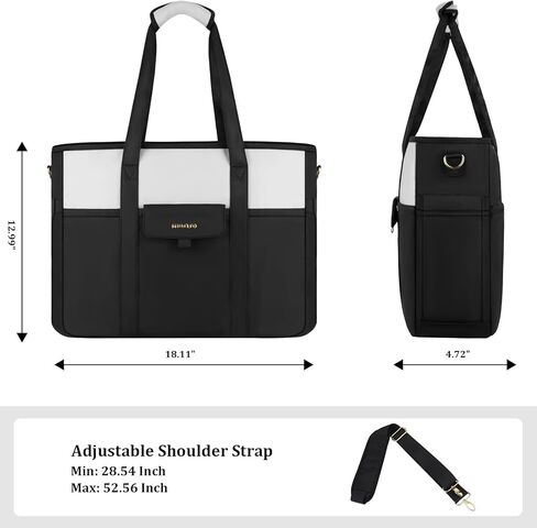MOSISO Laptop Tote Bag, 15-15.6 inch Laptop Bag, Large Capacity Work Computer Shoulder Handbag with Cup Holder&Laptop Compartment&Shoulder Strap for Teacher Work College Business Office Travel, Black in Saudi Arabia