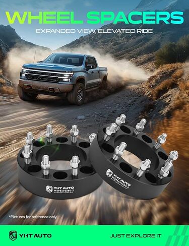 YHTAUTO 8x170mm Wheel Spacers 2 Inch Compatible with 2003-2023 Ford F-250/F-350 Super Duty, Excursion Tire Spacers w/ M14x1.5 & 12.9 Grade Studs, 50.8mm Hub Bore 8 Lug 4PCS Black Wheel Adapter in Saudi Arabia