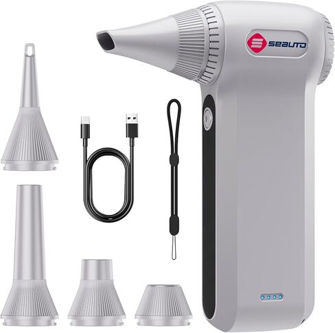 Seauto Electric Air Duster, 110,000 RPM Brushless Motor, Cordless Compressed Air Can Alternative, 3-Gear Powerful Blower for Computer Keyboard, PC Cleaning,Full-Size Appliance,Car,Home and Outdoor in Saudi Arabia