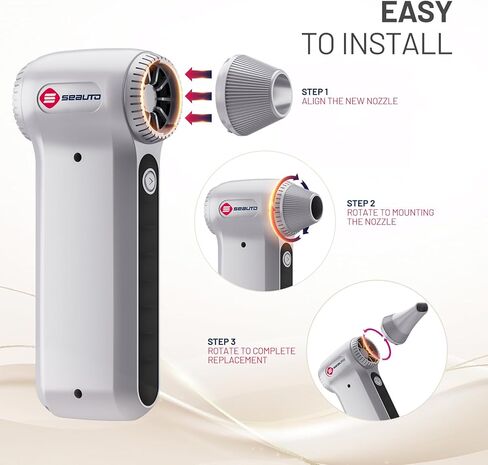 Seauto Electric Air Duster, 110,000 RPM Brushless Motor, Cordless Compressed Air Can Alternative, 3-Gear Powerful Blower for Computer Keyboard, PC Cleaning,Full-Size Appliance,Car,Home and Outdoor in Saudi Arabia