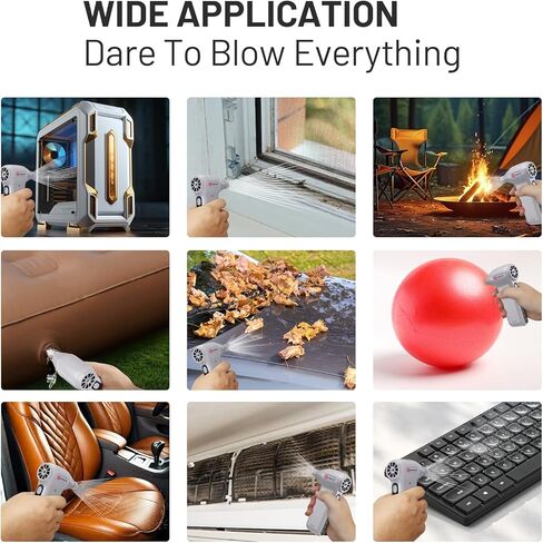 Seauto Electric Air Duster, 110,000 RPM Brushless Motor, Cordless Compressed Air Can Alternative, 3-Gear Powerful Blower for Computer Keyboard, PC Cleaning,Full-Size Appliance,Car,Home and Outdoor in Saudi Arabia