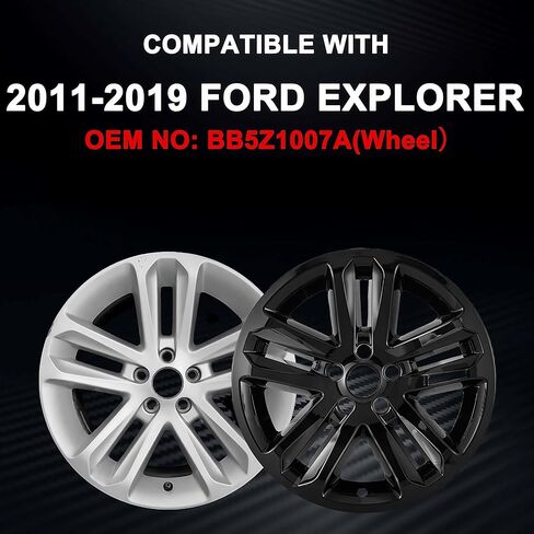 أغلفة العجلات متوافقة مع Ford Explorer 2011-2019؛ أغطية عجلات مقاس 18 بوصة؛ مجموعة سوداء مكونة من 4 عبوات (أسود لامع) in Saudi Arabia