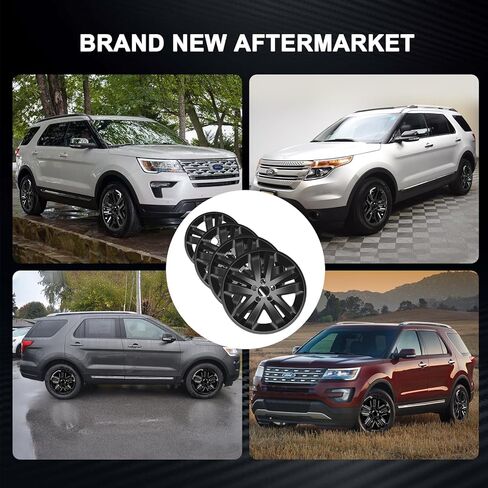 أغلفة العجلات متوافقة مع Ford Explorer 2011-2019؛ أغطية عجلات مقاس 18 بوصة؛ مجموعة سوداء مكونة من 4 عبوات (أسود لامع) in Saudi Arabia