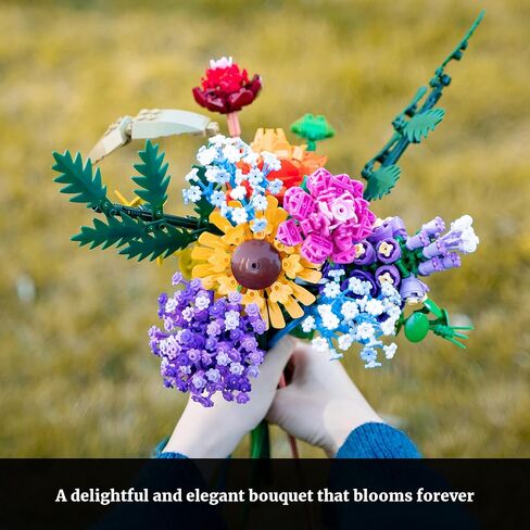 Flowers Bouquet Building Blocks Set with Vase 1853PCS, Botanical Collection with Sunflower Rose for Home & Office Décor for Adults Girls 14+ in Saudi Arabia