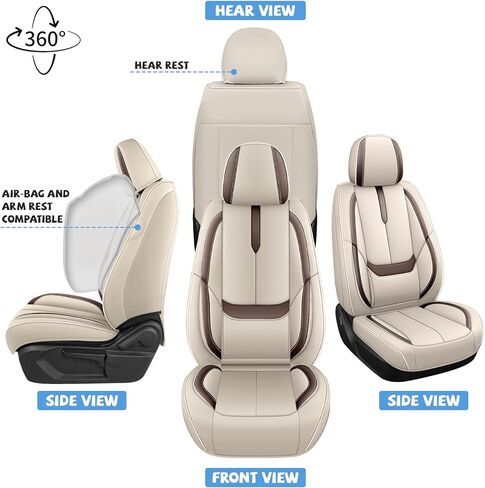 أغطية مقاعد جلدية قابلة للتنفس من ILMO مصممة لسيارة Subaru Outback 2000-2026 - غطاء مقعد ناعم ومقاوم للماء ومقاوم للاهتراء - غطاء كرسي تغطية كاملة (أسود وبرتقالي، مجموعة كاملة فاخرة) in Kuwait