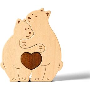 Wooden Bear Family Puzzle, Personalized Wooden Puzzle Customized 4 Name Puzzle for Home Crafts Decor, House Warming Birthday Family Party for Mother's Day New Baby in Kuwait