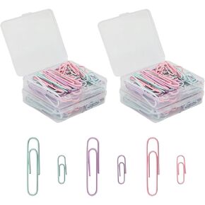 مشابك ورق ملونة معكرون بأحجام متنوعة، (1.1 بوصة و2 بوصة) مشابك ورقية للمكتب والمدرسة والاستخدام الشخصي، عدد 280، 4 صناديق من 70 (ألوان متعددة فاتحة) in Kuwait