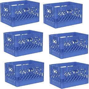 Heavy Duty Plastic Storage Milk Crates, Stackable Utility Organizer Bins, 19x11x13 Inches, 6 Pack, Made in USA, 24 Qt/6 Gallon Capacity (Red) in Kuwait