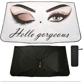 مظلة واقية من الشمس على الزجاج الأمامي باللون الأسود الفهد، طباعة على جلد الحيوان، نافذة أمامية للسيارة قابلة للطي، كتل من الأشعة فوق البنفسجية، تحافظ على برودة السيارة (55 بوصة × 27.5 بوصة) in Kuwait