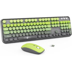 TKVPJYYI Wireless Keyboard and Mouse Combo, 2.4GHz USB Cordless Round Keys Set for Laptop, Computer, TV (Pink+Blue) in Kuwait