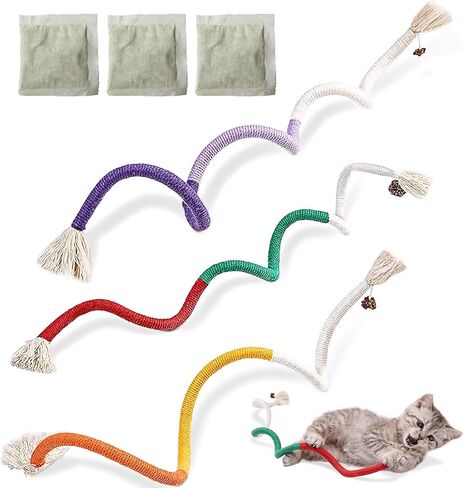 Letalong 3 PCS Cotton Rope Cat Toys for Indoor Cats, Interactive Cat Rope Toys with Silvervine Fruit for Cats and Kittens, Handmade Pet Chew Toys for Teeth Cleaning in Saudi Arabia