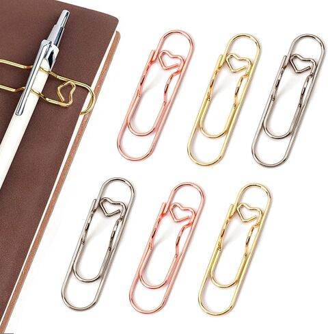 Multifunctional Pen Clips, 6Pcs Heart-Shaped Multifunctional Paper Clips, Pen Holder for Notebook, Books, Journals, Clipboard (Colorful) in Saudi Arabia