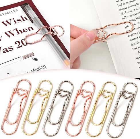 Multifunctional Pen Clips, 6Pcs Heart-Shaped Multifunctional Paper Clips, Pen Holder for Notebook, Books, Journals, Clipboard (Colorful) in Saudi Arabia