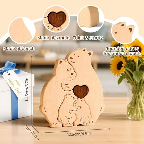 أحجية عائلة الدب الخشبي، أحجية خشبية مخصصة مكونة من 4 أسماء لديكور الحرف المنزلية، وحفلة عيد ميلاد عائلية لتدفئة المنزل لعيد الأم والمولود الجديد in Kuwait