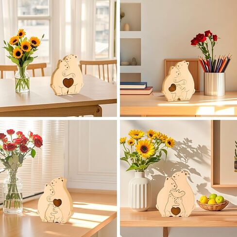 أحجية عائلة الدب الخشبي، أحجية خشبية مخصصة مكونة من 4 أسماء لديكور الحرف المنزلية، وحفلة عيد ميلاد عائلية لتدفئة المنزل لعيد الأم والمولود الجديد in Kuwait