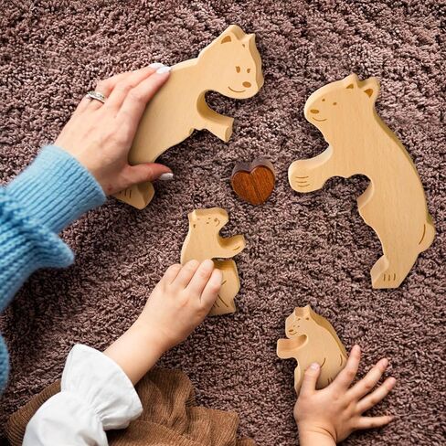 أحجية عائلة الدب الخشبي، أحجية خشبية مخصصة مكونة من 4 أسماء لديكور الحرف المنزلية، وحفلة عيد ميلاد عائلية لتدفئة المنزل لعيد الأم والمولود الجديد in Kuwait