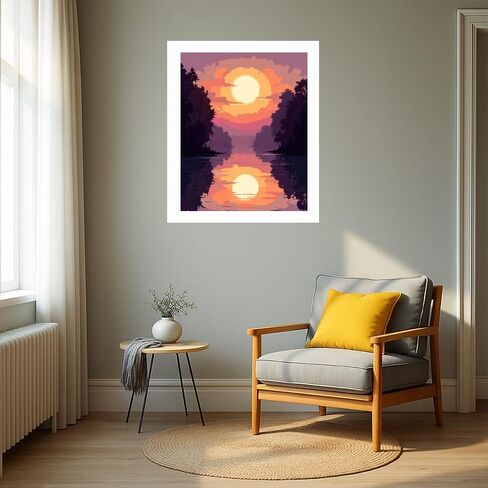 EnLvYY منطاد الهواء الساخن بالأرقام للبالغين، 16 × 20 بوصة، مجموعة طلاء أكريليك DIY على القماش، منظر طبيعي لبحيرة جبل الغروب مع الأشجار، بدون إطار هدية فنية للمبتدئين للأصدقاء والعائلة in Kuwait